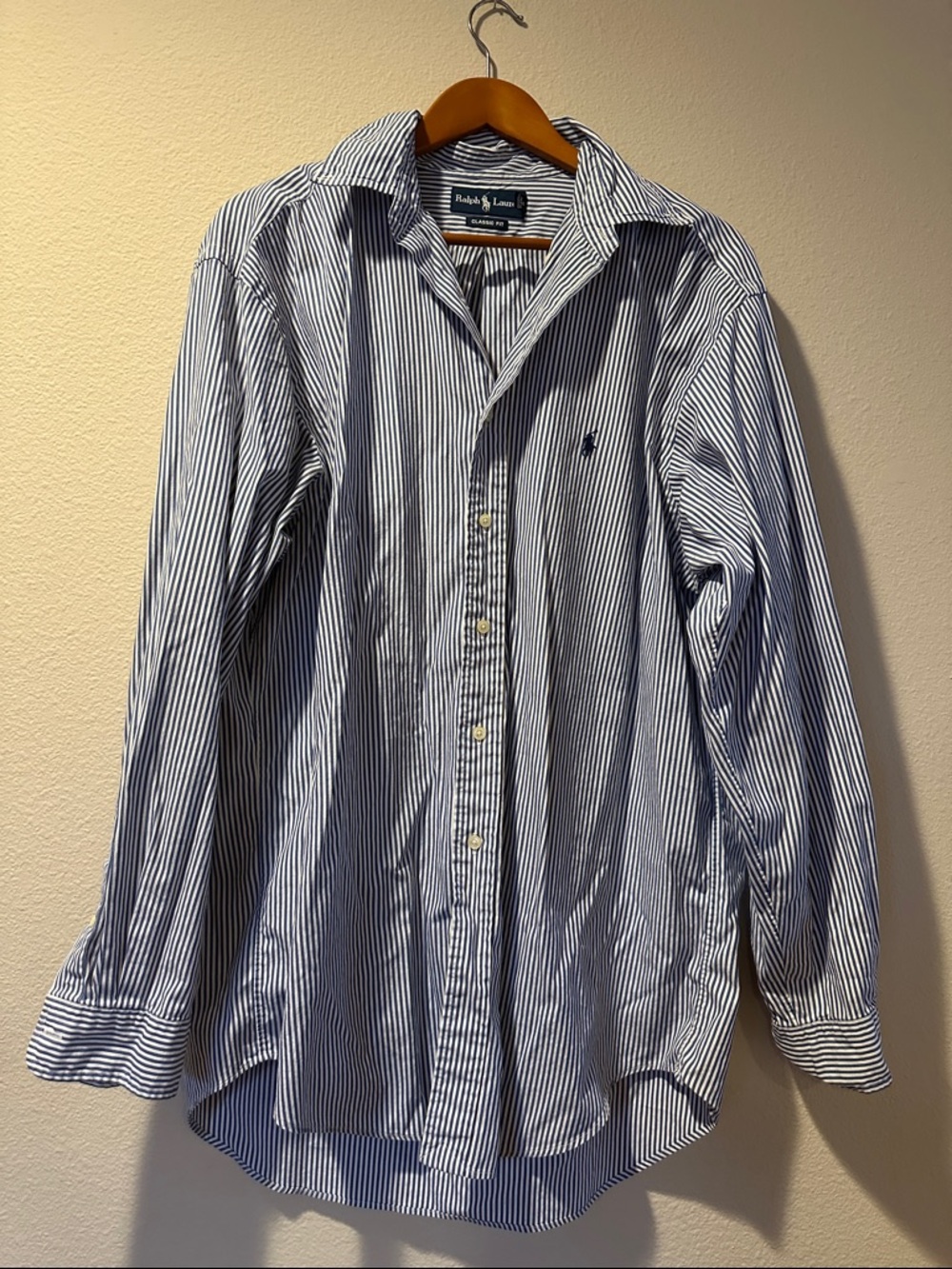 Ralph Lauren Navy & White Vertical Stripe Button-Down Shirt